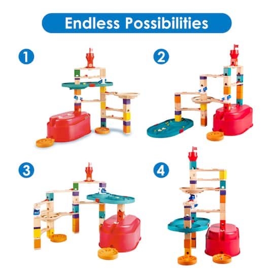 Hape Quadrilla Stack Track Bucket Wooden Marble Run Construction Set